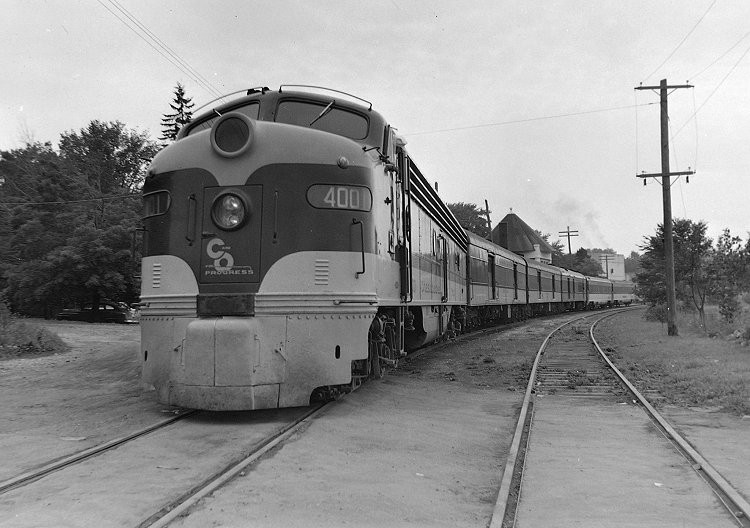 Photo of C&O E8A 4001 at Petoskey, Michigan, August 1955