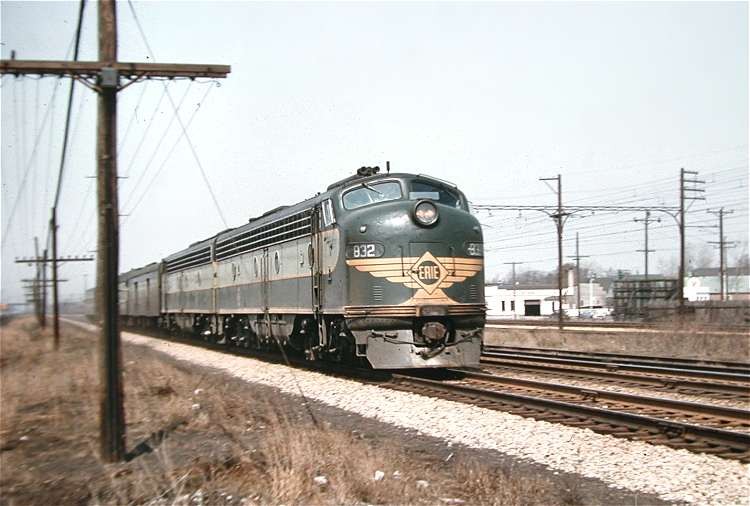 Photo of Erie E8 832, Burnham, Illinois, April 1958