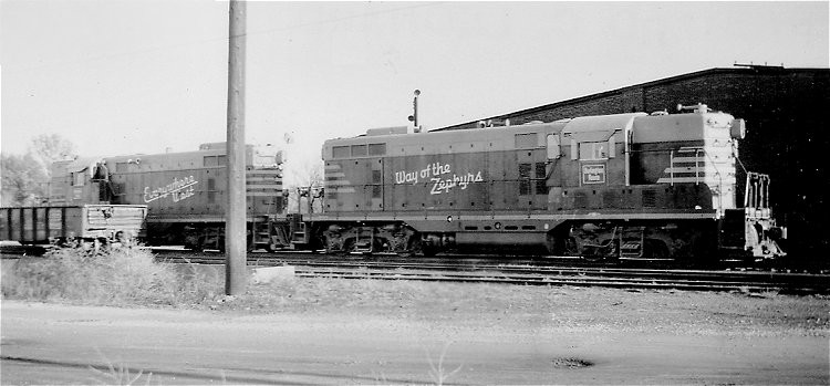 Photo of Burlington Route GP7 Units 240-239, Clinton, Iowa, October 1954