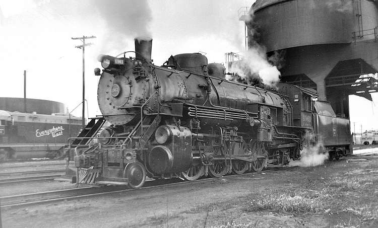 Photo of CB&Q 2-8-2 4961, Galesburg, Illinois, December 1956