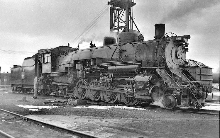 Photo of CB&Q 2-8-2 4961, Galesburg, Illinois, December 1956