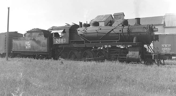 Photo of Grand Trunk Western 2-8-0 2683, Middleton, Michigan, Summer 1954