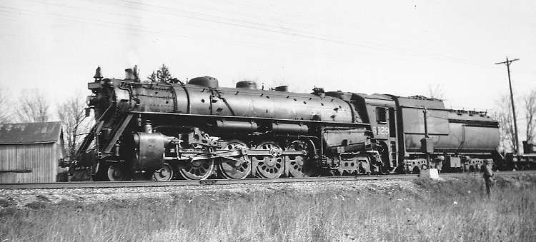 Photo of Grand Trunk Western 4-8-4 6329, Bellevue, Michigan, Summer 1953