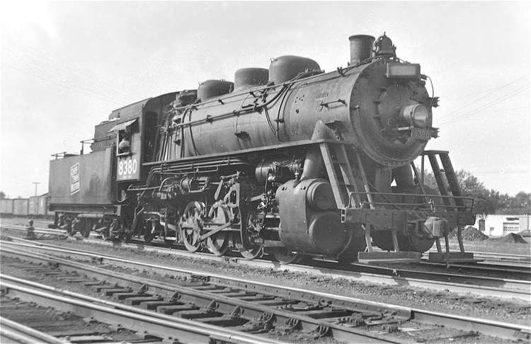 Photo of Grand Trunk Western 0-8-0 8380, Durand, Michigan, Summer 1953