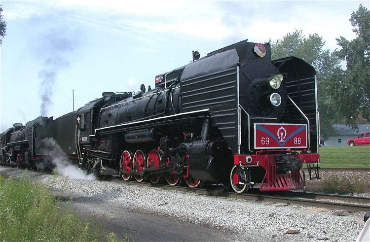 Photo of Steam Triple-Header on Iowa Interstate, Bureau Jct. IL, Sept. 16, 2006