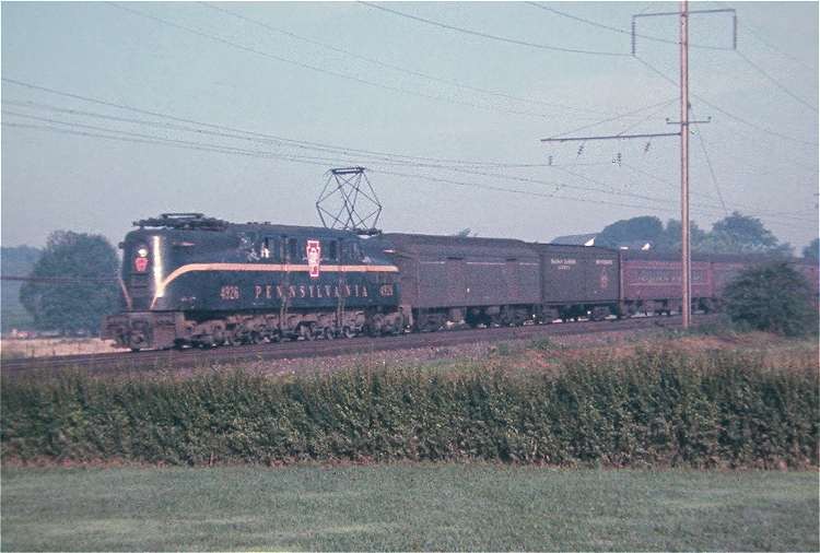 Photo of Pennsylvania RR GG1 4926 near Lancaster, PA, August 1960