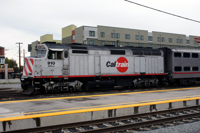 Photo of A Caltrain on local service waits for the return trip