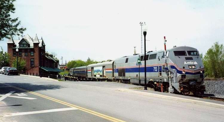 Photo of Amtrak P32AC-DM 713, Plattsburgh, New York, May 2003