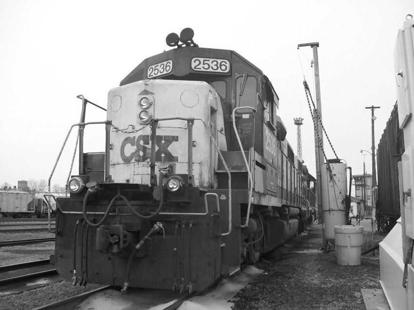 Photo of A old CSX GP38-2 sits amoungst it's brothers in the Rochester yard.