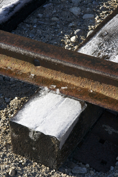 Photo of A siding sits covered with ice