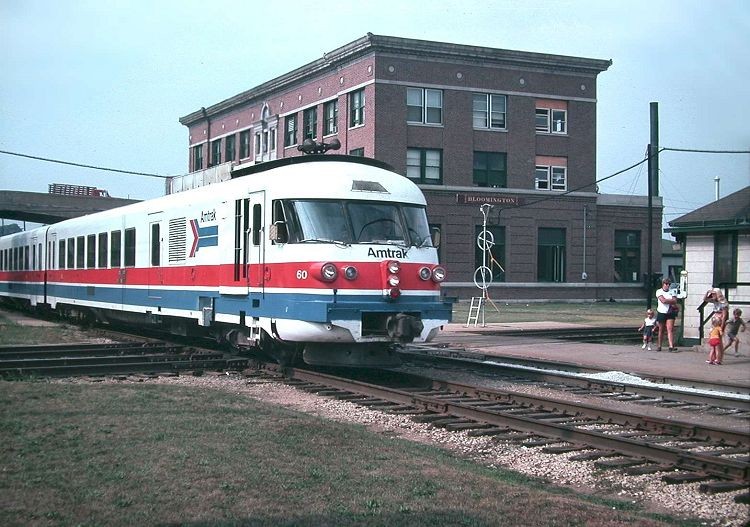 Photo of Amtrak Turboliner, Bloomington, Illinois, August 1974