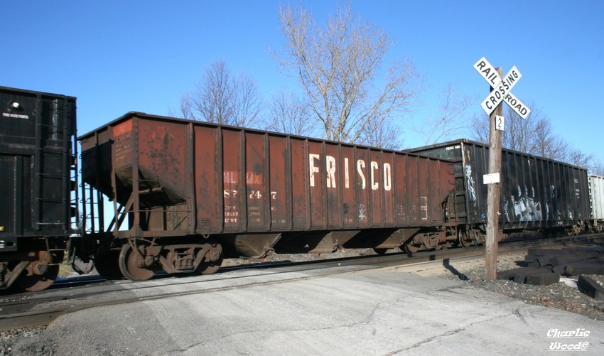 Photo of A neat old Frisco is in CSX Q390's consist today as it crosses Gough road.