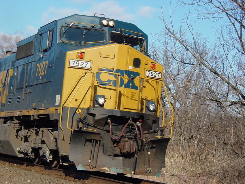 Photo of CSX 7927 Leading A Southbound Freight At Iona Island, NY