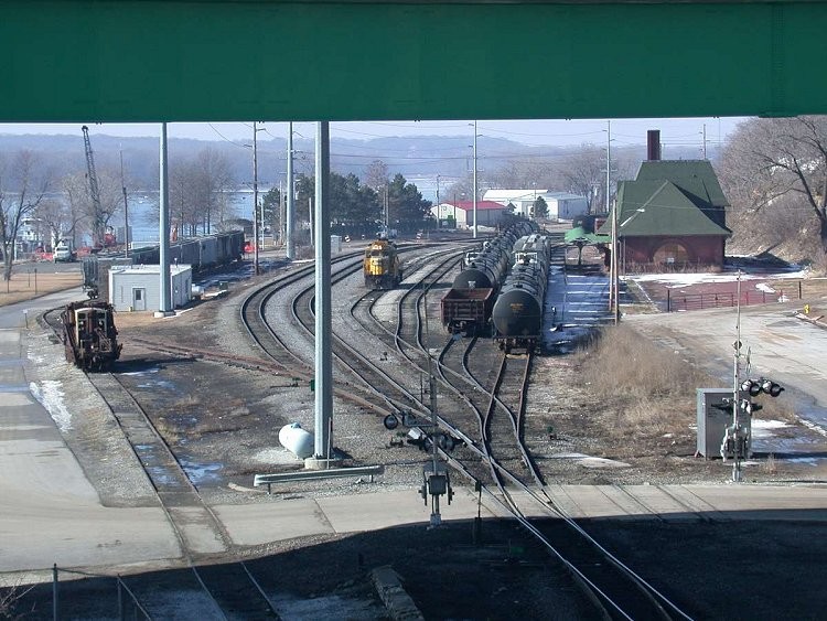 Photo of Keokuk, Iowa Pioneer Railcorp Yard and Old Union Depot, February 2007