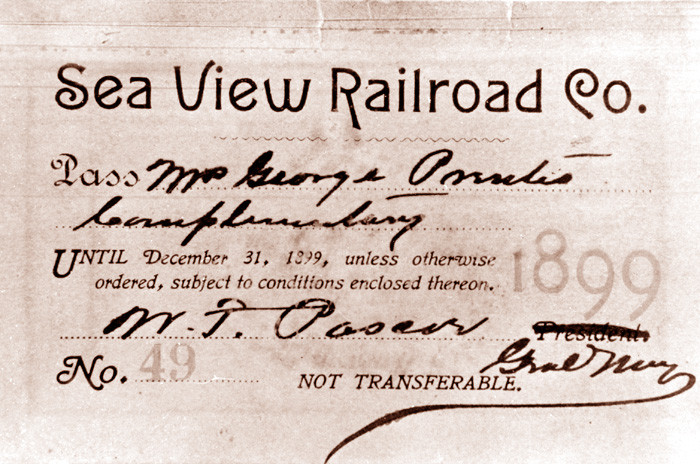 Photo of Seaview Railroad Company  Pass,  1899