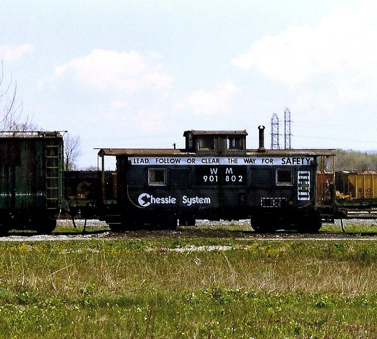 Photo of Chessie (WM) Safety Caboose at Columbus' Parsons Yard 1987
