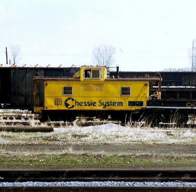 Photo of Chessie Caboose at Columbus (OH) Parsons Yard 1987