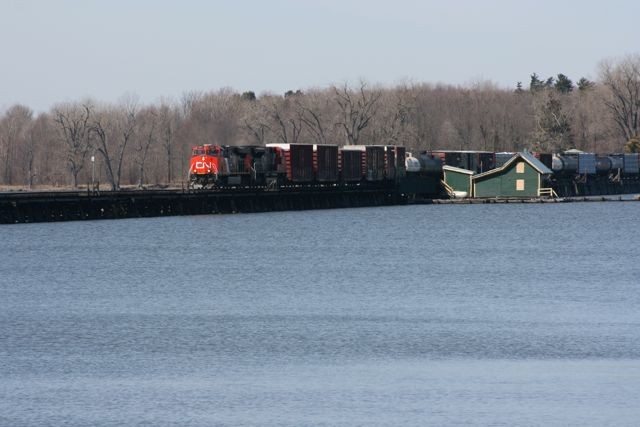 Photo of CN run thru units on Missisquoi Drawbridge - Lake Champlain Trestle