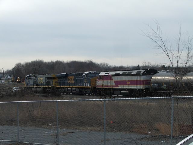 Photo of MBTA in Framingham yard awaiting transport