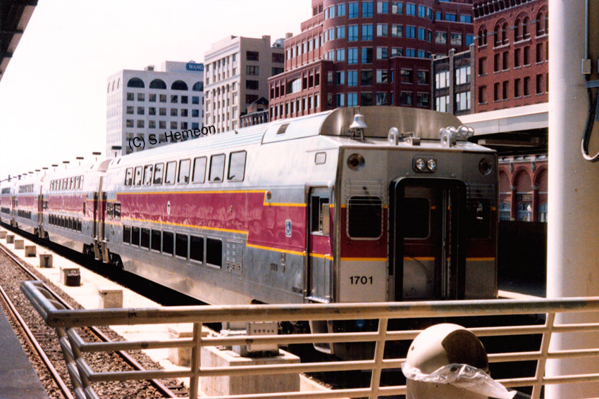 Photo of The original  double-decker MBTA test train at South Station