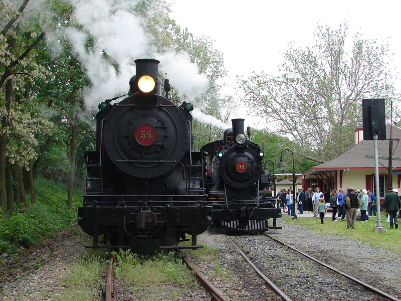 Photo of #58 & #98 at Wilmington & Western's Greenbank Station