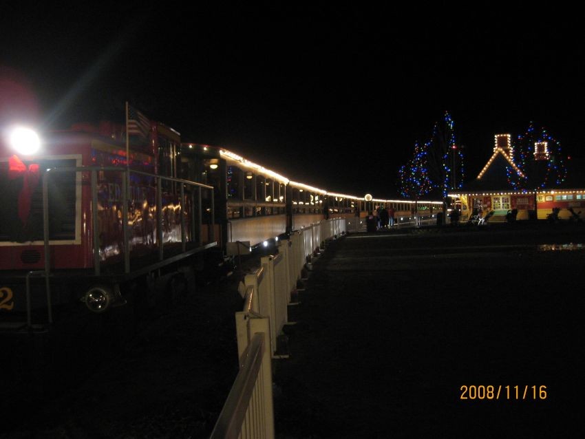 Photo of Edaville #2 at the station at christmas time