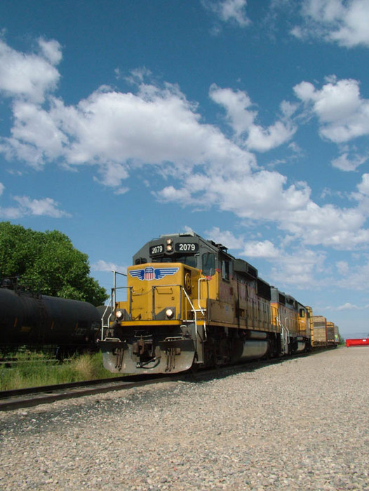 Photo of UP #2079 (GP38-2) and partner back down the team track