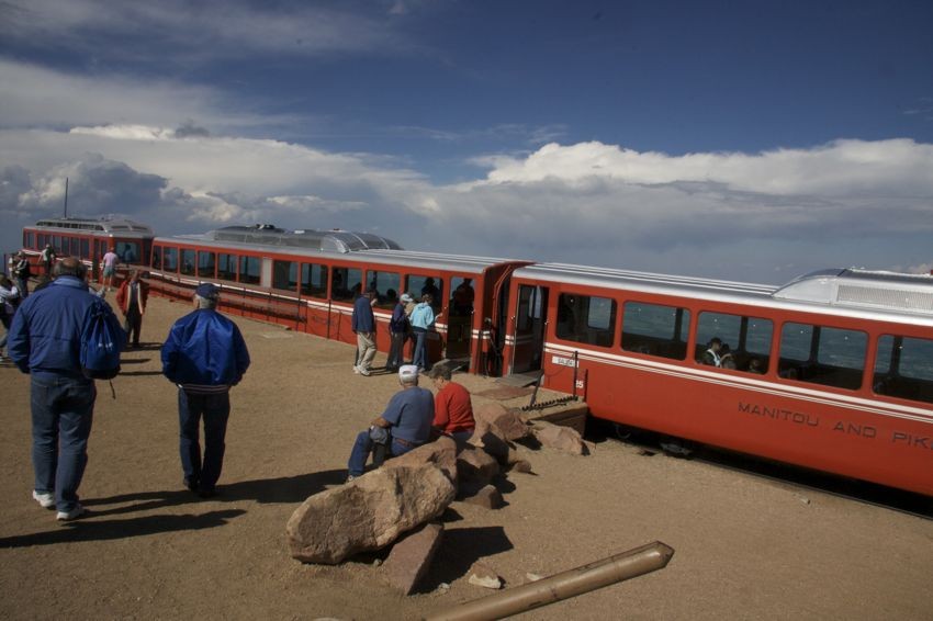 Photo of Passengers begin to re-board the train to descend Pikes Peak