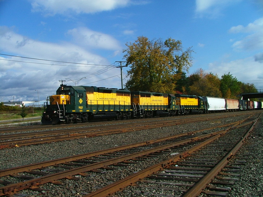 Photo of housatonic railroad nx13 at pittsfield ma with 63 cars on this train