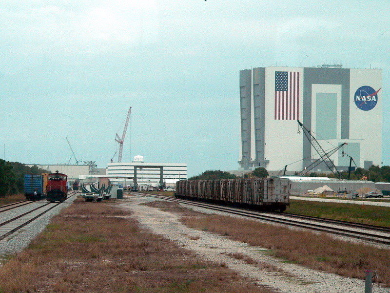 Photo of NASA railyard, Kennedy Space Center.