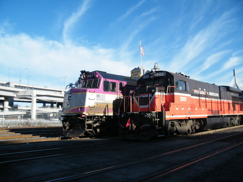 Photo of MBTA 1051 and P&W 2201