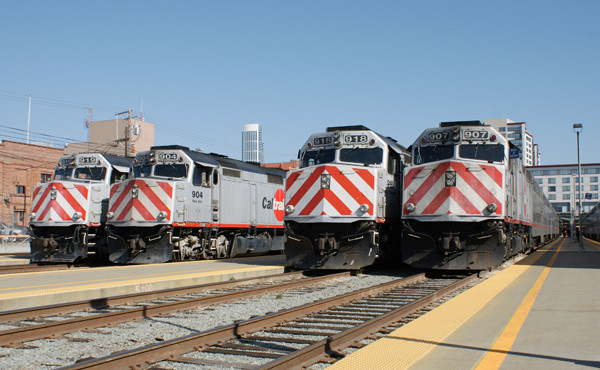Photo of A neat line up of EMD F40PH units