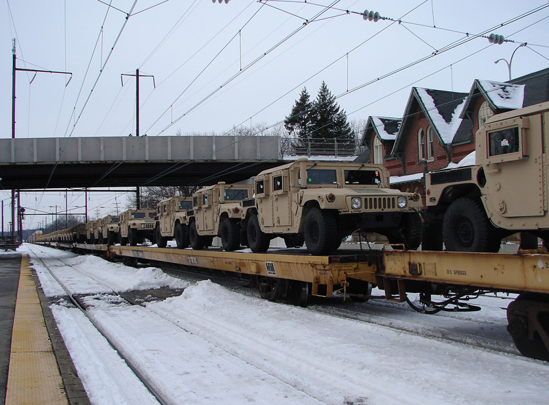 Photo of Military Vehicles moving on the Northeast Corridor