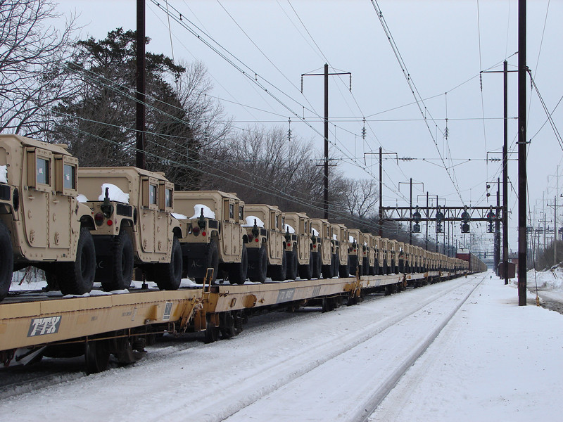 Photo of Military Vehicles moving on the Northeast Corridor