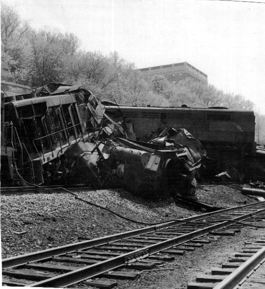 Photo of whats left of a new york central rs36 after the head on crash