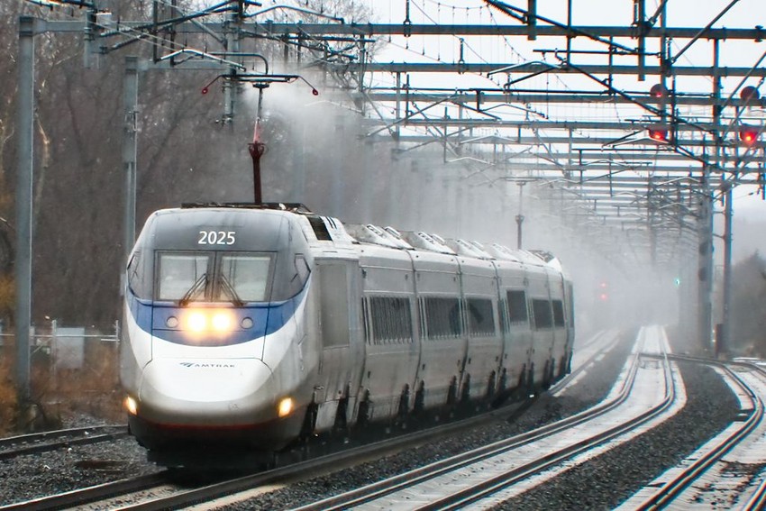 Photo of Acela Express in the rain