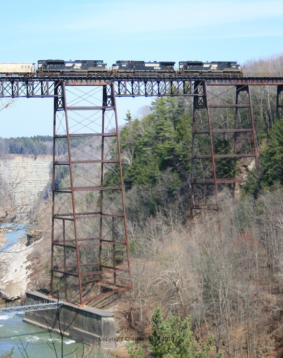 Photo of NS 13T over the viaduct at Portageville