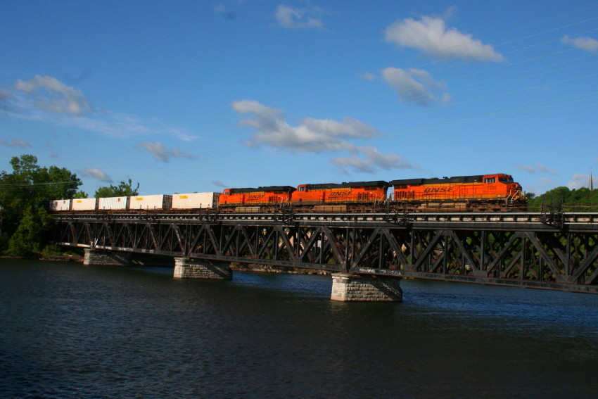 Photo of CP Train 939 rolls over the bridge at Cohoes, NY