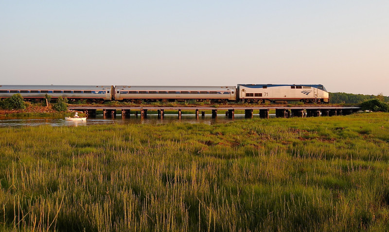 Photo of Downeaster 680 races through the Scarborough Marsh
