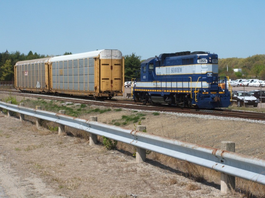 Photo of Seaview Railroad switching racks at the Port in Quonset