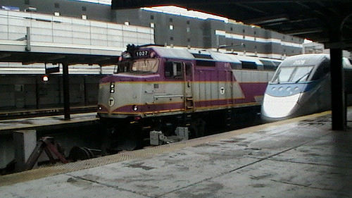 Photo of MBTA and Acela Express at Boston South Station