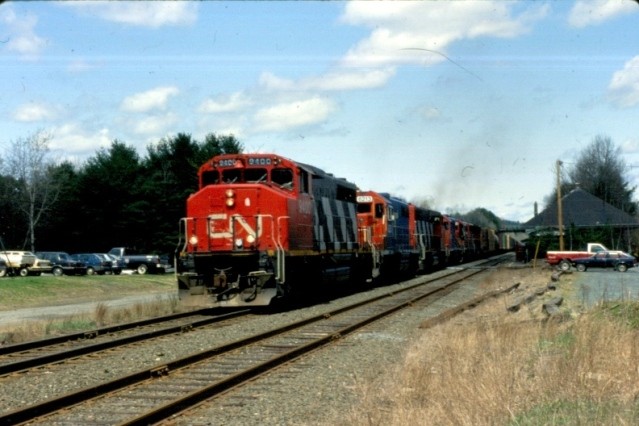 Photo of CV southbound freight with CN power at Claremont NH