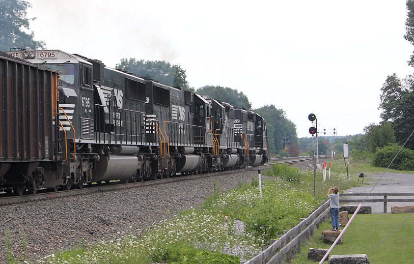 Photo of Young Railfan in Action