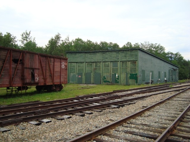 Photo of MEC Boxcar at Bartlett roundhouse.