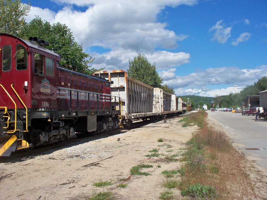 Photo of Plymouth NH with strange caboose on the end