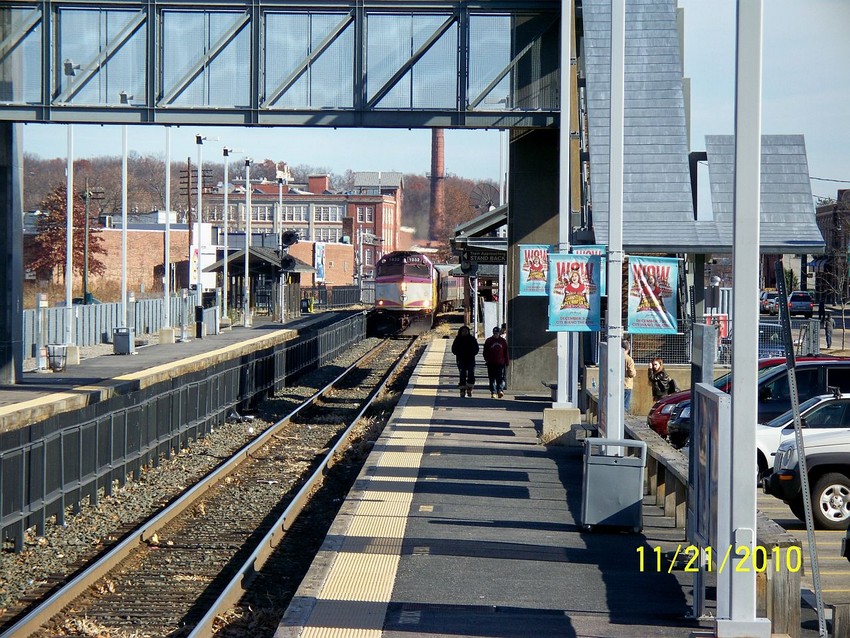 Photo of Outbound commuter arrives in Framingham.
