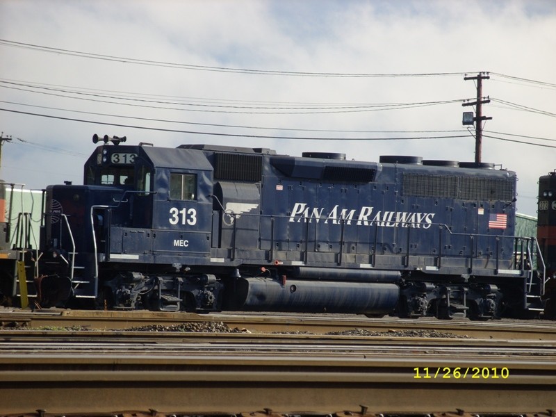 Photo of MEC#313e is tied down with 6 other engine on 217 track @ Rigby.