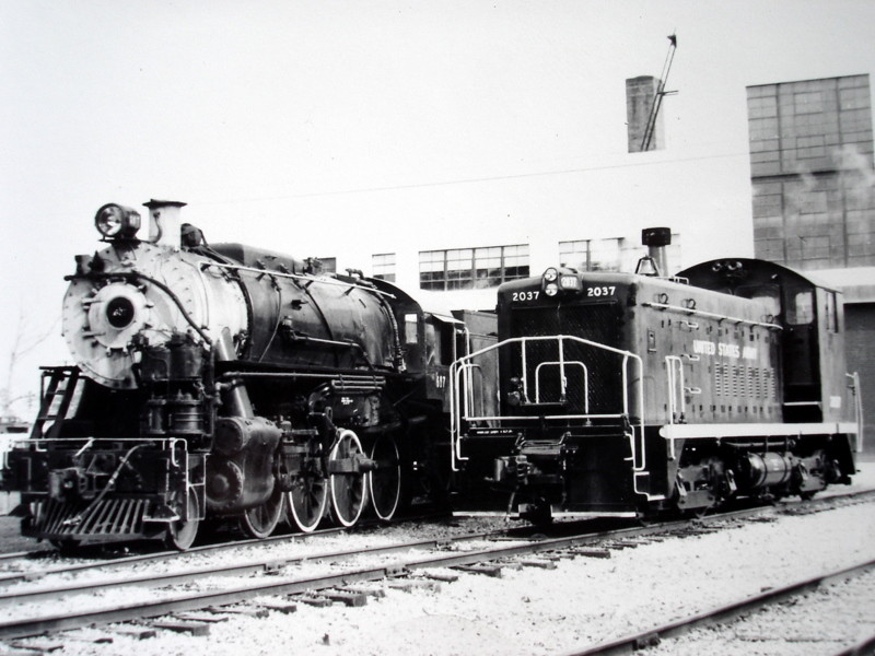 Photo of Steam (607) and diesel (2037) in Hank's Yard