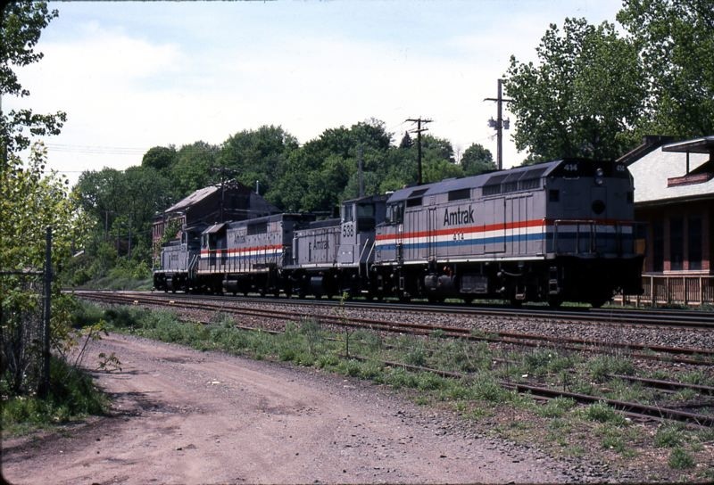 Photo of Amtrak Light engines head for Albany in West Springfield MA