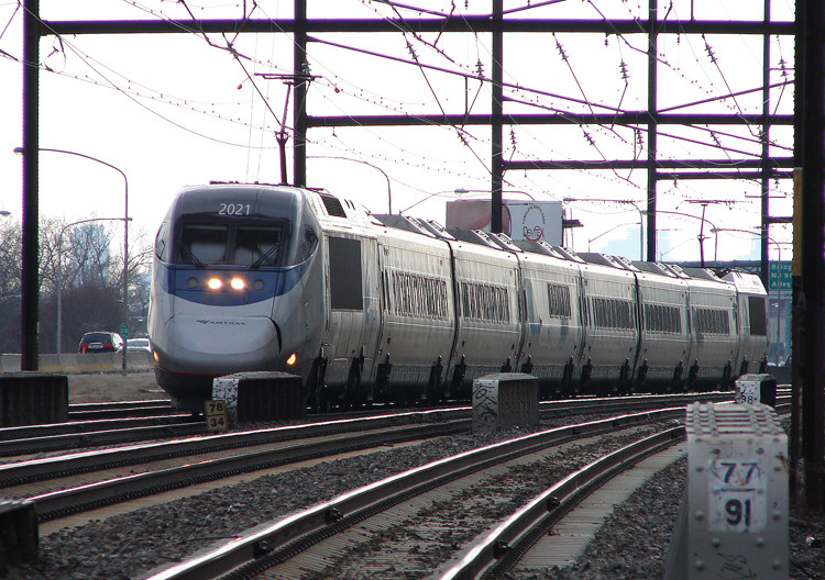 Photo of Amtrak Acela heading north through Tacony - Philadelphia